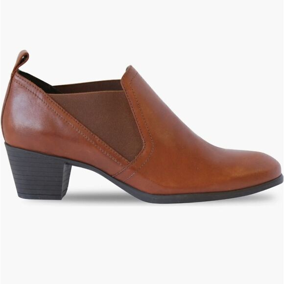 New MUNRO Jessie Bootie Chestnut Anthracite brown leather high heel size 5.5 - Picture 2 of 6